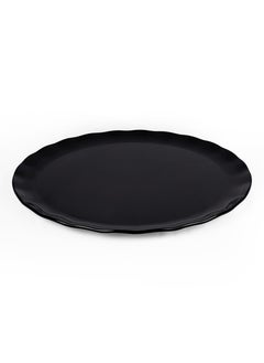 Buy Melamine 16 Inch Round Wavy Edge Serving Platter Black in UAE