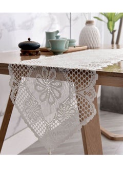 Buy Hollow Lace Table Runner White 114 x 33cm in Saudi Arabia