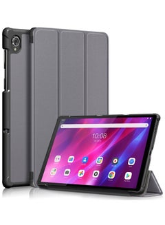 Buy Slim Smart Cover Stand Hard Shell Case for Lenovo Tab K10 10.3 Inch 2021 Grey in Saudi Arabia