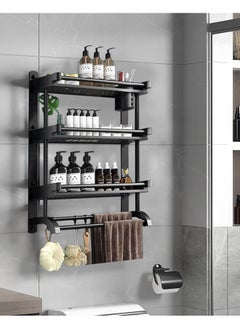 Buy 3 Tier Wall Mounted Bathroom Rack with Towel Bar Shower Storage Organizer  Shelf in Saudi Arabia