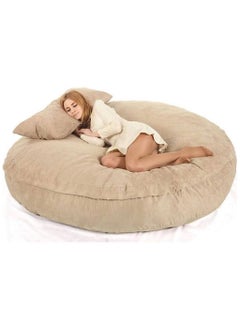 اشتري COMFY ULTRA SOFT & FLUFFY LOVESAC BEAN BAG LOUNGER WITH PILLOW 135X135X30 CM BEIGE في الامارات