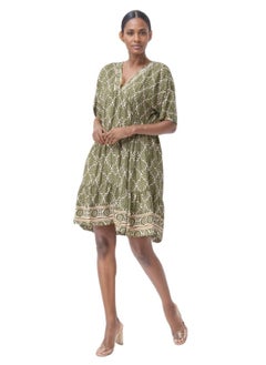 Buy Olive Printed Mini Dress in UAE