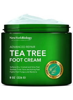 Buy New York Biology Tea Tree Oil Foot Cream For Dry Cracked Feet Athletes Foot Nail Fungus Jock Itch Ringworm Cracked Heels And Itchy Skin Foot Cream 8 Oz in UAE