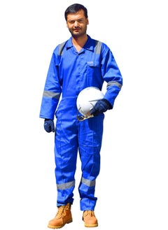 Buy Chief Safety Coverall with Reflective Tapes Petrol Blue, 195gsm in UAE