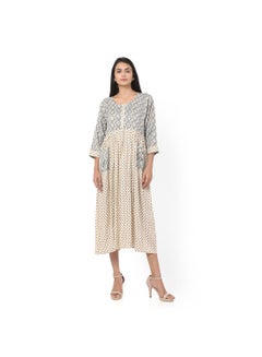 Buy SHORT BLUE COLOUR STYLISH HIGH QUALITY PRINTED WITH FRONT BUTTONED STYLED ARABIC KAFTAN JALABIYA DRESS in UAE