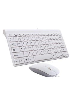 اشتري K168 Mini Portable Chocolate Button Wired Keyboard Mouse Set(White) في السعودية