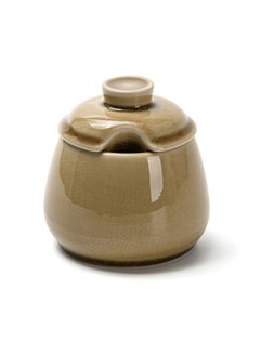 Buy Sugar Bowl, Ceramic Brown Crackle, Sweetener Dispenser For Tea and Coffee, Durable, Storage Tank For Salt, Pepper And Spices, Seasoning Pot For Kitchen 250ml/9x9x9.3cm in UAE