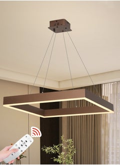 Buy Modern LED Chandelier,Remote Control 1 Ring Dimmable Square Chandelier for Living Dining Room, Foyer Chandelier Lighting Fixture,Ceiling Hanging Living Room LED Light Fixture (Brown, 1-Ring) in UAE