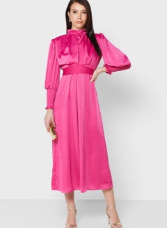 Buy Shirred Cuff Detail A-Line Dress in UAE