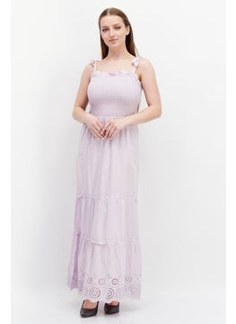 اشتري Women Textured Casual Maxi Dress, Light Purple في الامارات