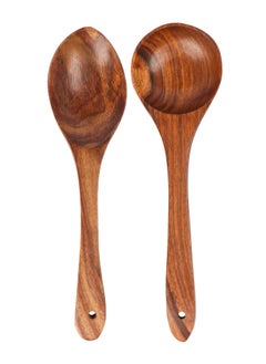 Buy Ecofriendly Acacia Wood Dual Spoon Set Handcrafted Natural Wooden Kitchen Essentials For Cooking And Serving in UAE