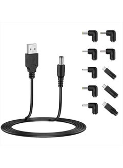 Buy USB to DC 5V Power Cord, Universal DC 5.5x2.1mm Plug Jack Charging Cable with 10 Connector Tips(5.5x2.5, 4.8x1.7, 4.0x1.7, 4.0x1.35, 3.5x1.35, 3.0x1.1, 2.5x0.7, Micro USB, Type-C, Mini USB)5FT in UAE