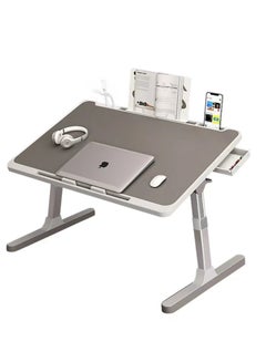 اشتري Adjustable Laptop Table Multifunctional Laptop Nightstand With Hidden Drawer Laptop Bed Table Portable Lap Desk With Folding Legs For Eating Working Writing Gaming Drawing في الامارات