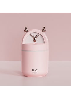 اشتري Humidifier With Antler Design Including USB Fan and Night Light, Quiet Cool Mist Humidifier for Home Bedroom Baby Nursery and Plant, Easy To Clean, Gifts for Family Friends (Pink) في السعودية