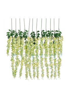 Buy 12-Pcs Artificial Silk Wisteria Vine Ratta Silk Hanging Flower in UAE