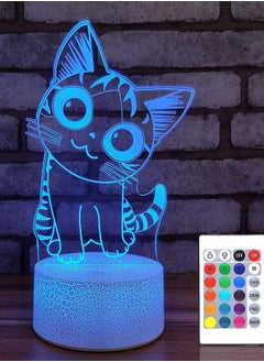 Buy Cat Lamp 3D Illusion Night Lights for Kids with Remote & Smart Touch Cute Kitty Nightlights 7 or 16 Colors - Cat Lover Gifts for Women Teen Girls Baby Age 2 3 4 5 6 Year Old in UAE