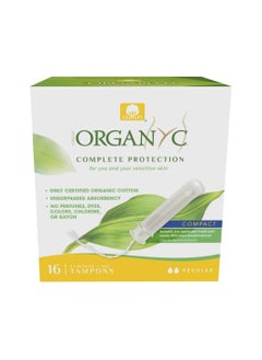 Buy Organyc Complete Protection Feminine Care Organic Cotton Tampons with Compact Applicator, Regular, 16 Pieces - Pack of 1 in Saudi Arabia