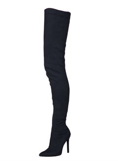 Buy Pointed Knee High Boots For Women Black in UAE