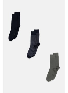 اشتري Men 3 Pairs Of Socks, Navy and Olive في الامارات