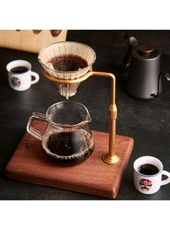 Buy Adjustable Pour Over Filter Coffee Dripper Station with Wooden Base Stand in Saudi Arabia