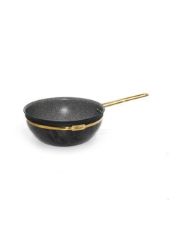 Buy Perfectly Designed Deep Aluminium Frying Pan 26 Cm Black/gold in Saudi Arabia