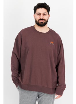 Buy Men Sportswear Fit Long Sleeve Embroidered Logo Sweaters, Brown in UAE