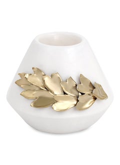 اشتري Petal Candle Holder, White & Gold - 13x9.5 cm في الامارات