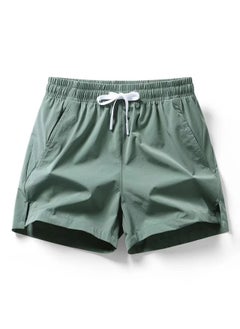 اشتري 2024 Mens Summer Ice Silk Casual Shorts Elastic Running army green في السعودية