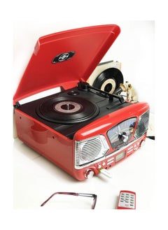 اشتري Steepletone Roxy 4 1960s Retro Style Vinyl Record Player Red 4 in 1 Music Center, CD Player, Radio, USB/SD Mp3 Playback Recording and Encoding في الامارات