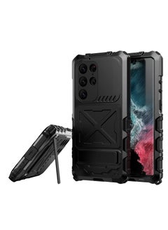 Buy Case Cover for S23 Ultra, Samsung Galaxy S23 Ultra Case Rugged Military Grade Metal with Screen Protector Outdoor Full Body Rugged Aluminum Armor Hard Case (Black) in UAE