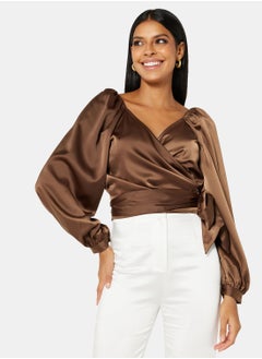 Buy Wrap Tie Up Crop Top in UAE