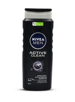 Buy NIVEA MEN 3in1 Shower Gel, Active Clean Charcoal Woody Scent, 500ml in Saudi Arabia