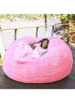 Buy Bean Bag Chair Cover(Cover Only No Filler) Oversized Soft Fluffy PV Velvet Lazy Sofa Bed Cover in UAE