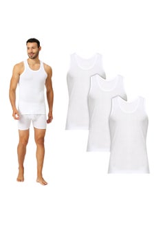 Buy MEN'S COTTON VEST (PACK OF 3) - WHITE in UAE