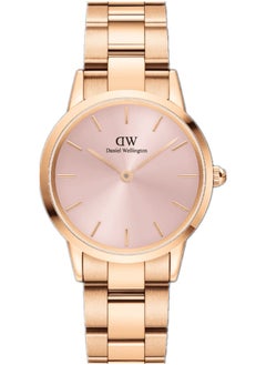 Buy Iconic Link Light Pink Round Watch for Women 32mm Dial with Rose Gold Stainless Steel Strap DW00100369 in Saudi Arabia