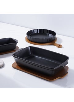 اشتري Nera Rectangular Baking Dish Bamboo With Lid 2.5L - Black في الامارات