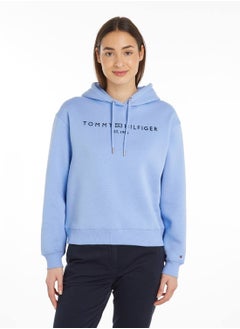 Buy Women's  Modern Regular Corporate Logo Pullover Hoodie , Blue - Cotton in Saudi Arabia