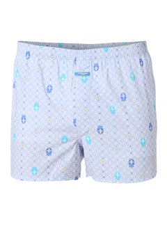 Buy BYC MEN'S PRINTED COTTON BOXER SHORTS - LIGHT BLUE in UAE