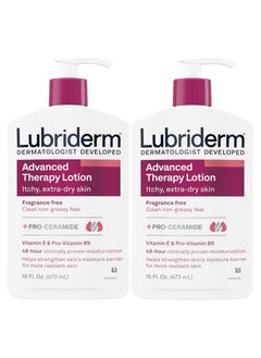 اشتري Lubriderm Advanced Therapy Moisturizing Lotion with Vitamins E and B5, Deep Hydration for Extra Dry Skin, Non-Greasy Formula, 16 fl. oz (Pack of 2) في السعودية