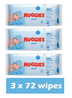 Buy Pure Baby Wipes With 99 Percent Pure Water for Sensitivity 3x72 Wipes in UAE