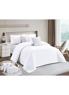 Buy 100% Microfiber Single Bed Mattress, Geometric Design Bed Cover, Reversible, Set of 4, Size 230X170cm in Saudi Arabia