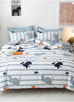 Buy Single Size 4 Pieces Bedding Set Kids Whale Design, Fog Gray Color. in UAE