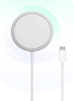 Buy Next store Magnetic Wireless Charger, with USB-C Charging Cable, 20W Fast UK Adapter, Compatible with iPhone, White in Egypt
