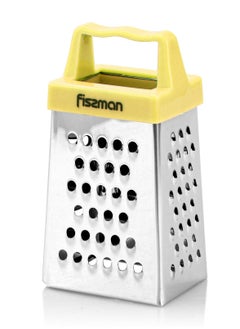 Buy Fissman 3-Sided MINI Grater Stainless Steel, Multifunctional Handheld Cheese Peel Ref Magnet 3inch Yellow in UAE