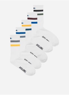 Buy Pack of 5 - Striped Cuff Tennis Socks in Saudi Arabia