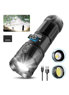 Buy Rechargeable Flashlights High Lumens, 120000 Lumens Super Bright Led Tactical Flashlights with COB Work Light, High Powered Flashlight for Emergencies Camping Hiking in UAE