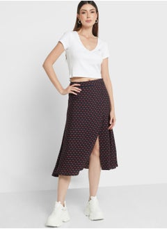 Buy High Waist Split Hem Midi Skirt in Saudi Arabia