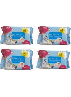 Buy Wet Wipes For Hand And Mouth 28 Pieces (Pack Of 4) in UAE