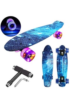 Buy Skateboard for Kids Ages 6-12, Longboard Skateboard 22" Mini Cruiser Skateboards with LED Wheels, Kids Skateboards for Beginners Girls Boys Teens Youths in UAE
