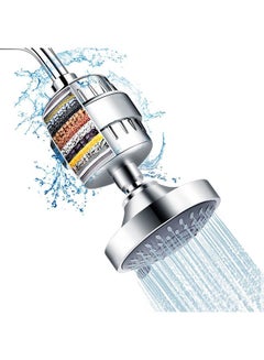 Buy Shower Head and 15 Stage Shower Filter Combo,High Pressure 5 Spray Settings Filtered Showerhead with Water Softener Filter Cartridge for Hard Water Remove Chlorine and Harmful Substances in Saudi Arabia